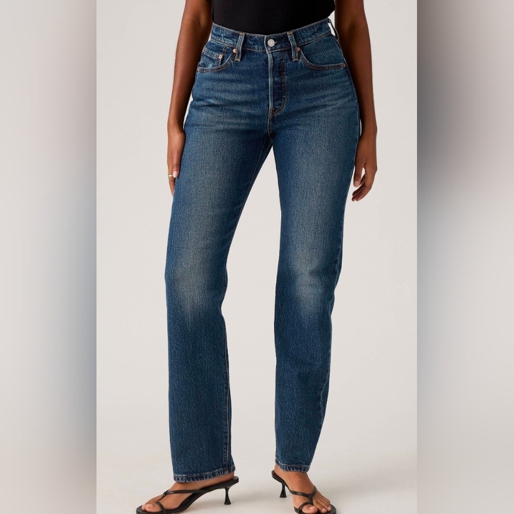 Levi's 501 Curve Denim Jeans Straight Leg High-Rise Dark Wash Size 26 x 30